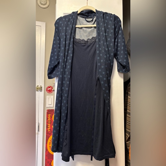 Navy blue Printed Robe & pj Set - Picture 3 of 6